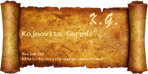 Kojnovits Gergő névjegykártya